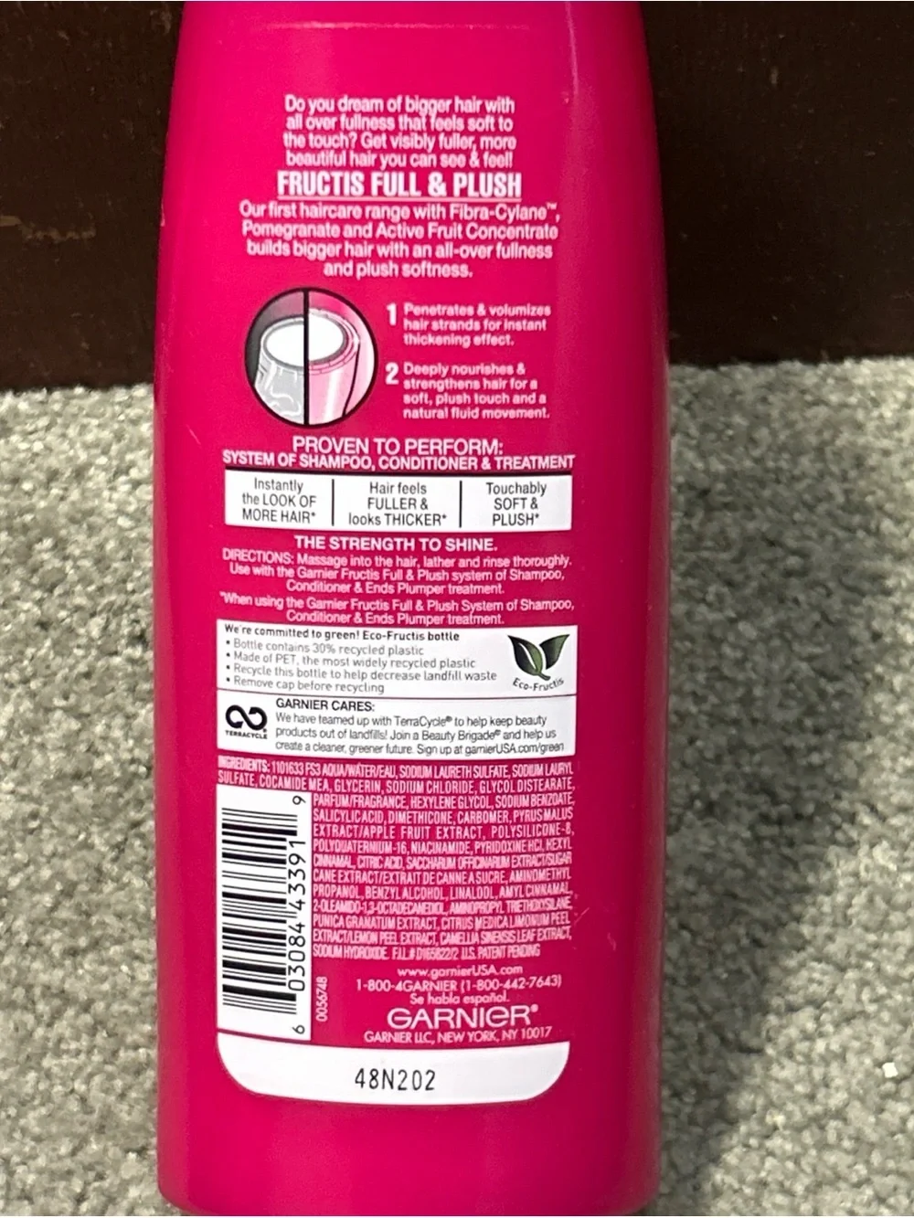 X5 Garnier Fructis Full & Plush Fortifying Shampoo for Fuller Thicker Hair 13oz